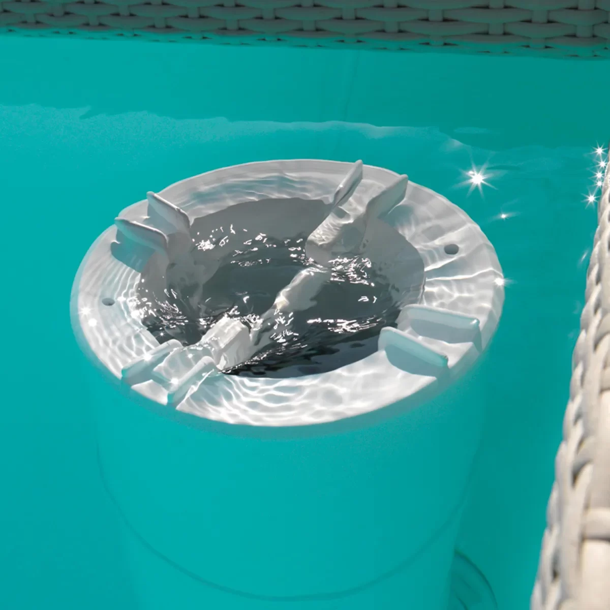 Aufstellpool kaufen 3x7 mit Holz und Stein